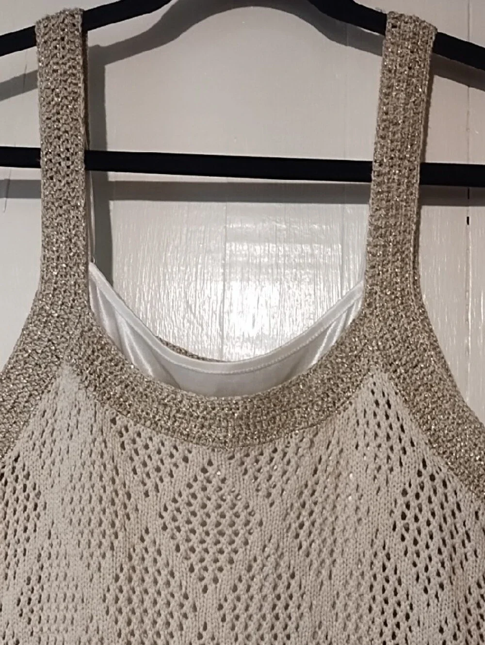 VENUS Cream Crochet Midi Tank Dress Like New Small Crochet.